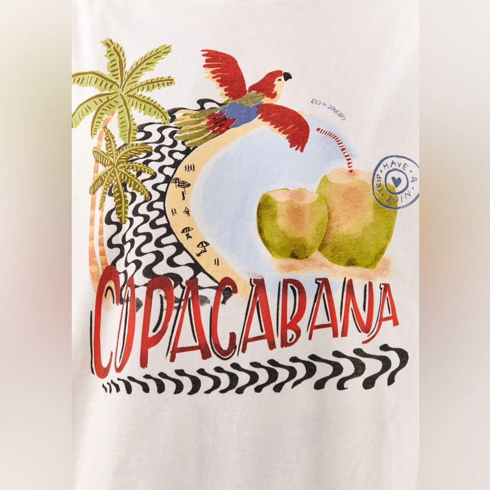 FARM Rio White Graphic Sleeveless Muscle Tee with Tropical Print - Picture 8 of 10